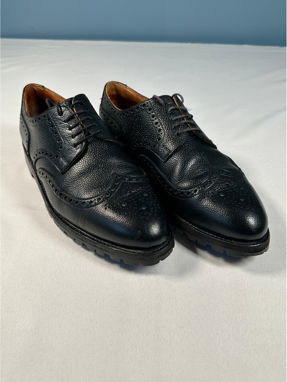 Ludwig Reiter Wien 1885 Black Pebble Grain Wingtip Brogues Vibram Men's 12